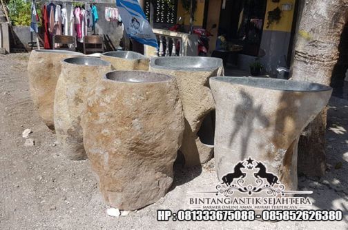 Wastafel Pedestal Batu Kali